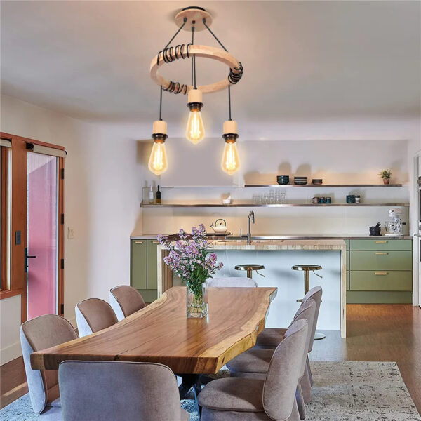 Suspension luminaire en bois d'inspiration atelier vintage