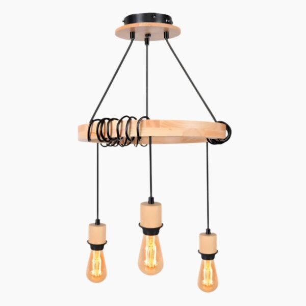 Suspension luminaire en bois d'inspiration atelier vintage