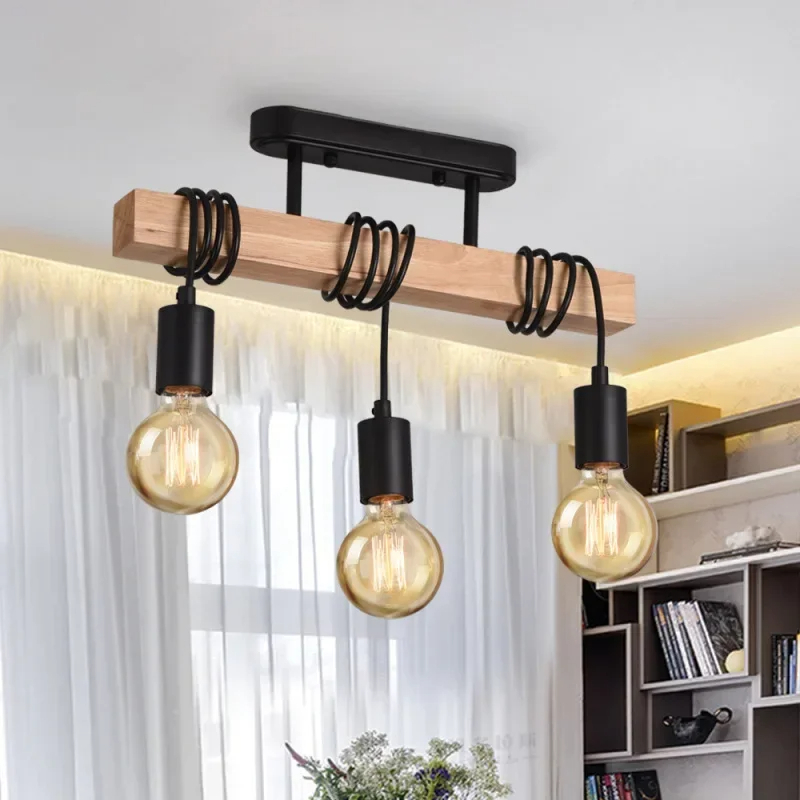 Suspension luminaire en bois inspirée du design d'époque