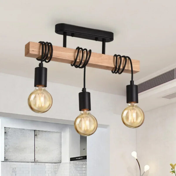 Suspension luminaire en bois inspirée du design d'époque
