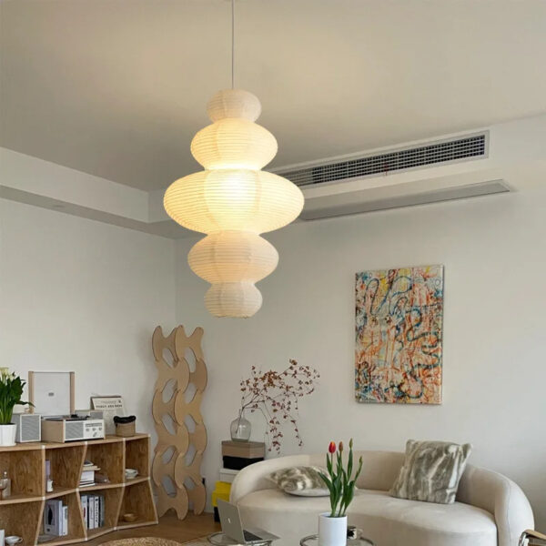 Suspension luminaire géométrique en papier, inspiration japonaise
