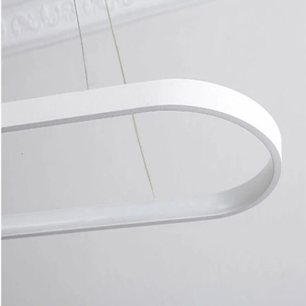 Suspension luminaire LED ovale en métal blanc raffiné