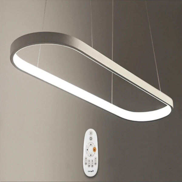 Suspension luminaire LED ovale en métal blanc raffiné