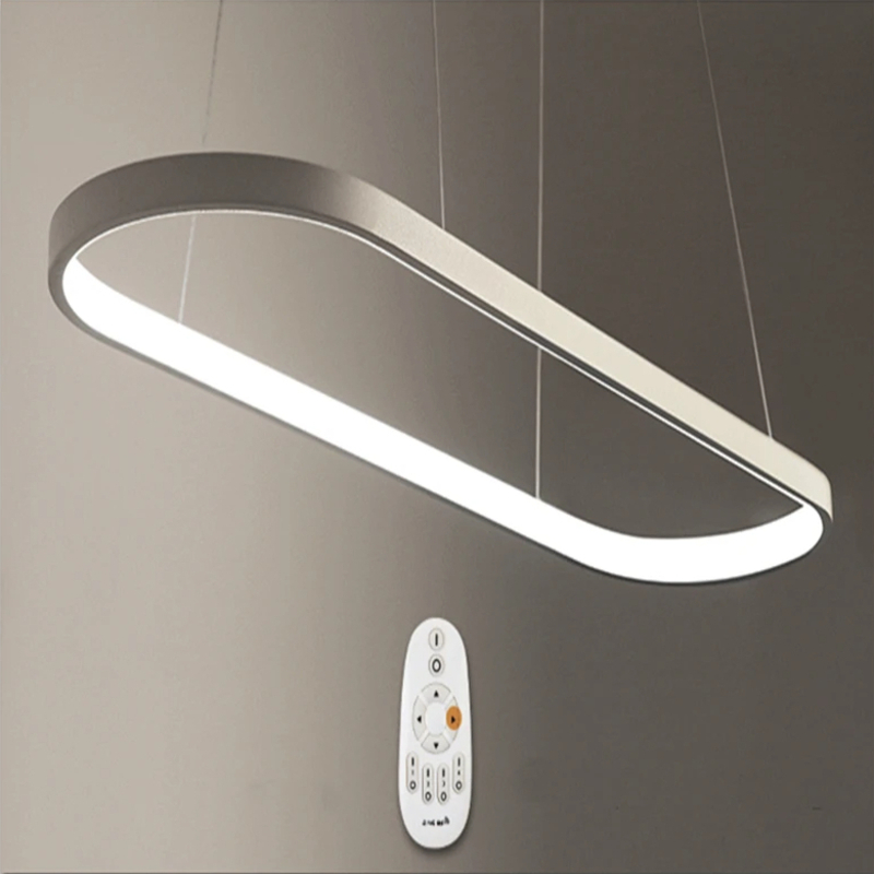 Suspension luminaire LED ovale en métal blanc raffiné