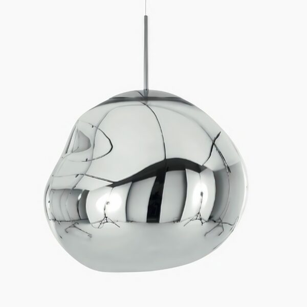Suspension luminaire sphérique au fini argenté contemporain