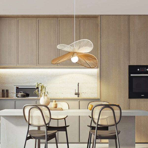 Suspension lumineuse en bois, inspiration zen orientale