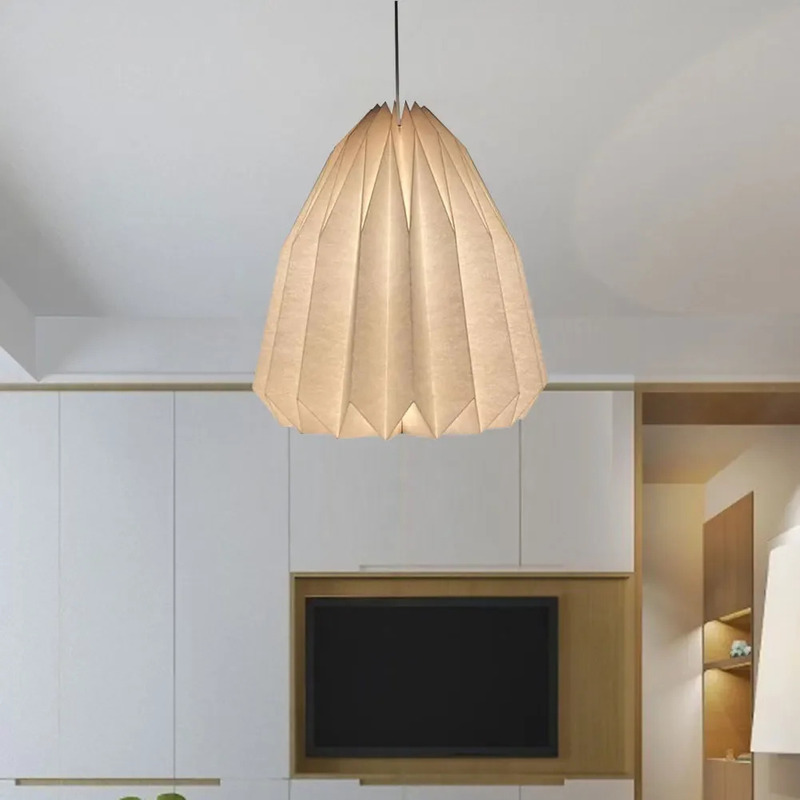 Suspension lumineuse origami en papier traditionnel