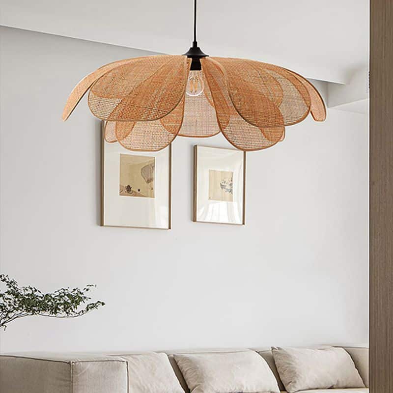Suspension artisanale en rotin naturel, inspiration zen