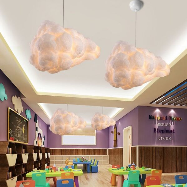 Suspension LED artistique nuage pour intérieur contemporain