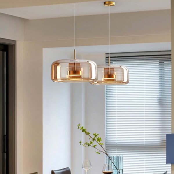 Suspension LED contemporaine en verre épuré