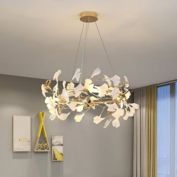 Suspension luminaire organique aux feuilles délicates