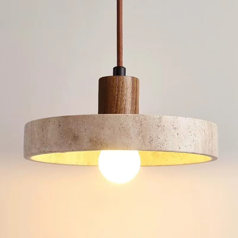 Suspension contemporaine en travertin naturel