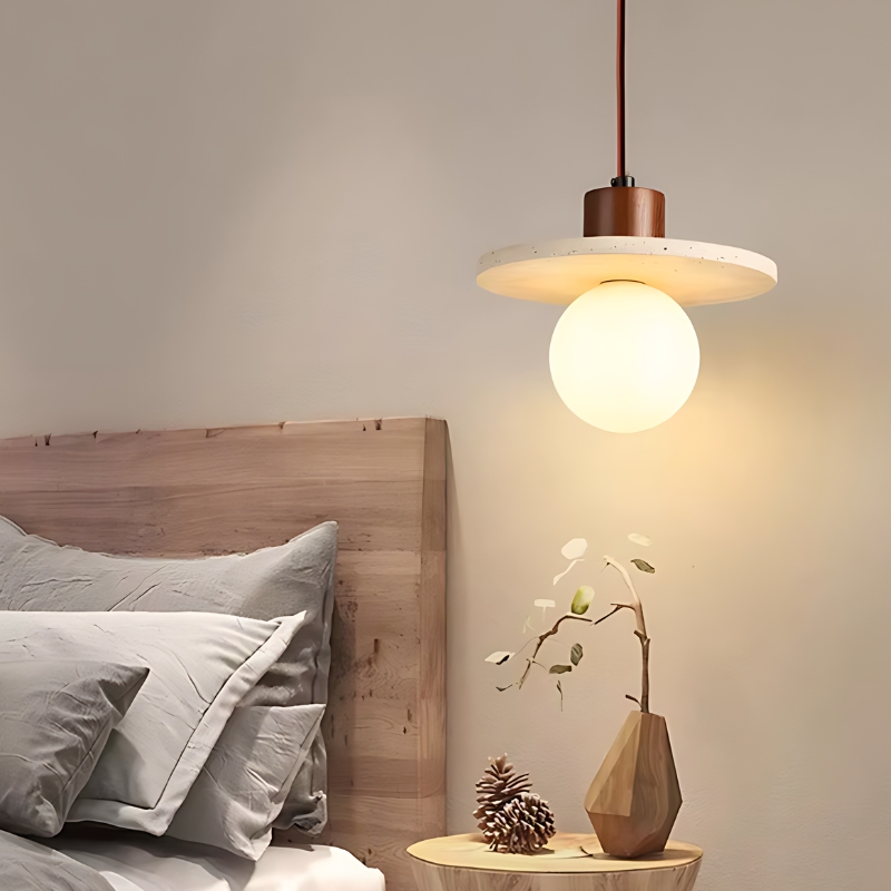 Suspension LED en Travertin, Design Contemporain