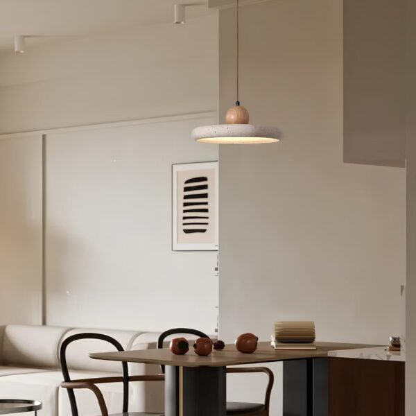 Suspension LED en travertin naturel