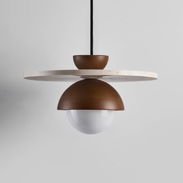 Suspension luminaire en bois et marbre naturel