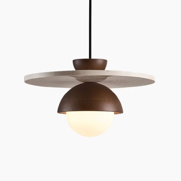 Suspension luminaire en bois et marbre naturel