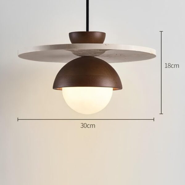 Suspension luminaire en bois et marbre naturel