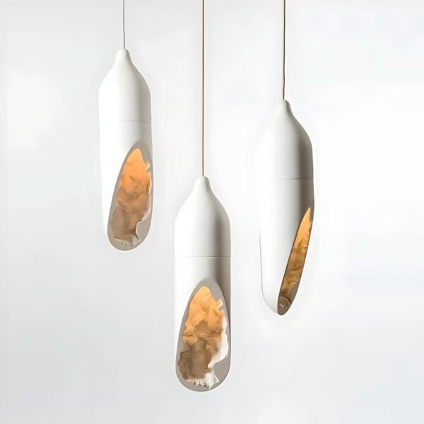 Suspension Luminaire Design en Plâtre Blanc Artistique