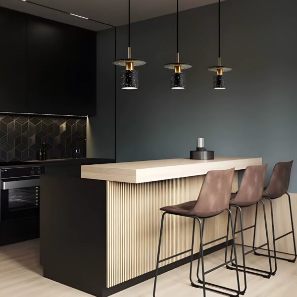 Suspension luminaire LED en marbre d'inspiration nordique