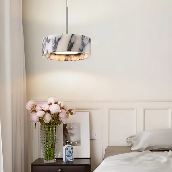 Suspension Lumineuse Contemporaine en Pierre Naturelle