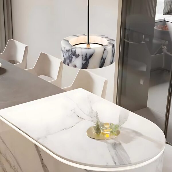 Suspension Lumineuse Contemporaine en Pierre Naturelle