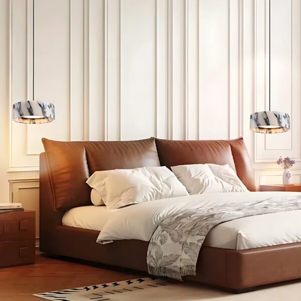 Suspension Lumineuse Contemporaine en Pierre Naturelle