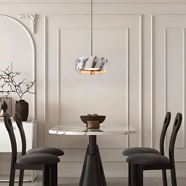 Suspension Lumineuse Contemporaine en Pierre Naturelle