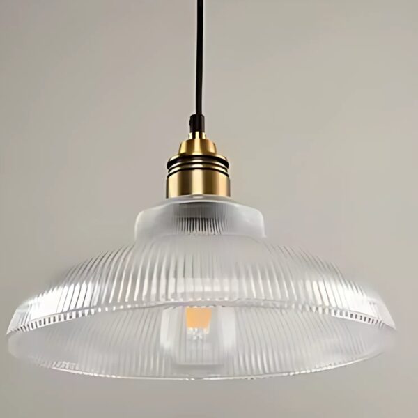 Suspension lumineuse en verre texturé
